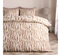 OHS Double Duvet Set, Super Soft Cosy Warm Microfibre Polyester Watercolour Reversible Quilt Cover Double Luxurious Comfy Bedding with Matching Pillowcases, Zebra Beige