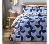 OHS Double Duvet Set, Ultra Soft Warm Cosy Microfibre Stylish Moroccan Abstract Pattern Duvet Cover Double Luxurious Bedding Set with 2 Pillowcases, Navy