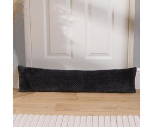 OHS Draft Excluders for Doors Waffle Fleece, Super Soft Decorative Door Draft Excluder Cushion Effective Cold Air Stopper Energy Saving Indoor Excluder, Charcoal Grey 90 x 20cm