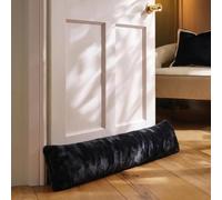 OHS Draught Excluder for Doors 90cm Faux Fur Cold Air Noise Blocker, Black
