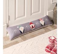 OHS Draught Excluder for Doors Christmas Gonk Print Decorative Wind Stopper for Doors Cold Air Door Draft Excluder Stopper Cushion Noise Blocker for Bottom of Door, Grey 20 x 90cm