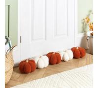 OHS Draught Excluder for Doors, Halloween Decorations Pumpkin Shaped Draught Excluder Wind Stopper for Doors Cold Air Under Door Stops Noise Blocker for Bottom of Doors, Rust/White - 20 x 90cm