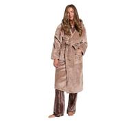 OHS Dressing Gown Womens Flannel Fleece, Sherpa Lined Hooded Bathrobe, Mink