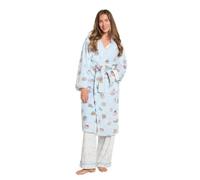 OHS Dressing Gown Womens Sherpa Lined Flannel Bathrobe, Blue Breakfast