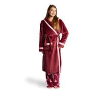 OHS Dressing Gown Womens, Super Soft Warm Flannel Fleece Hooded Bathrobe Full Length Comfortable Cosy Ladies Dressing Gowns for Sleepwear Loungewear, Burgundy/Pink