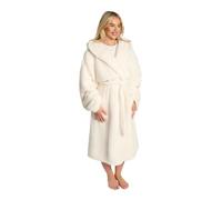 OHS Dressing Gown Womens Teddy Fleece, Gifts for Women Men Bathrobe with Hood & Pockets Super Soft Warm Luxury Oversized Fluffy Ladies Mens Dressing Gowns, Cream One Size