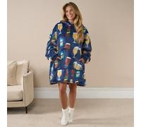 OHS Drinks Hoodie Blanket Sweatshirt Sherpa Fleece Oversized Jumper Throw Plush Warm
