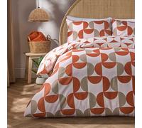 OHS Duvet Cover Double, Ultra Soft Warm Cosy Microfibre Stylish Moroccan Abstract Pattern Double Duvet Set Modern Bedding Set with Pillowcases, Rust/Natural