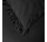 OHS Duvet Cover Set Frill Edge Microfibre Quilt Decor Bedding, Black - King
