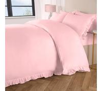 OHS Duvet Cover Set Frill Edge Microfibre Quilt Decor Bedding, Blush - Double