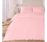 OHS Duvet Cover Set Frill Edge Microfibre Quilt Decor Bedding, Blush - Single