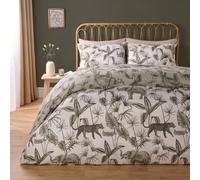 OHS Duvet Cover Set Safari Jungle Reversible Bed Quilt with Pillowcases Soft Bedding in Pale Green | Size: King OHS Pale Green King