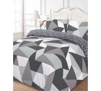 Ohs Duvet Cover With Pillowcase Polycotton Bedding Set, Geometric Shapes Black - Double