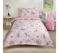 Ohs Duvet Cover With Pillowcase Polycotton Bedding Set, Unicorn Kingdom Blush Pink - Double