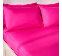 Ohs Easy Care Plain Dyed Polycotton Fitted Bed Sheet, Hot Pink - King