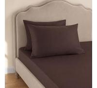 OHS Easy Care Polycotton Extra Deep Fitted Sheet, Coffee - Double | Stays Secure All Night Coordinates with Matching Pillowcases Fits Double Mattresses Machine Washable Fabric Bedroom Essential
