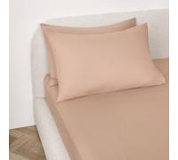 OHS Easy Care Polycotton Extra Deep Fitted Sheet, Natural - Double | Extra Deep Elasticated Fit Stays Secure All Night Soft Everyday Fabric Coordinates with Matching Pillowcases Great Gift Idea