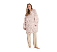OHS Electric Heated Hoodie Sherpa Fleece Wearable Blanket, Beige Zebra | Energy Saving Hooded Clothing Gifts for Women Men Girls Boys Lined Fleece Throw Giant Fluffy Wearable Sweatshirt
