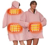 Ohs Electric Hoodie Blanket Ultra Plush Wearable Sherpa Oversize - Blush