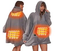 Ohs Electric Hoodie Blanket Ultra Plush Wearable Sherpa Oversize - Charcoal