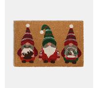 OHS Entrance Coir Door Mats Christmas Gonk Print, Non-Slippery Heavy Duty Decorative Washable Door Mat Indoor Outdoor Dirt Trapping Entrance Doormats, Natural - 40 x 60cm