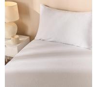 Ohs Essential Brushed Cotton Soft Fitted Bed Sheet, White - Superking