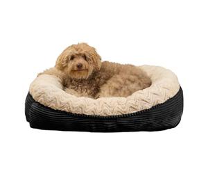 OHS Extra Large Dog Bed, Luxury Faux Fur Ribbed Dog Bed Super Soft Comfy Machine Washable Giant Pet Beds for Napping or Relaxing, 170 x 96cm - Cream/Black