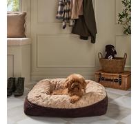 OHS Extra Large Dog Bed Ribbed Faux Fur Plush Orthopedic Dog Cat Bed, Brown | Non Slip Bottom XL Dog Bed with Sides Soft Fluffy Calming Pet Beds Extra Large Medium Large Dog Bed Comfort Sleep