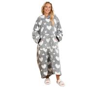 OHS Extra Long Hoodie Blanket, Mothers Day Gifts Ultra Soft Teddy Fleece Marl Heart Pattern Oversized Wearable Blanket with Pockets Warm Cosy Hooded Blanket Gifts for Women - Black