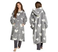OHS Extra Long Hoodie Blanket Sherpa Fleece Hooded Oversized Wearable Blanket