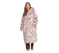 OHS Extra Long Oversized Blanket Hoodie Sherpa Sweatshirt, Beige Zebra