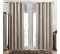 Dreamscene Microfibre Blackout Natural Curtains for Living Room Bedroom, Blackout Curtain Decorative Summer Winter Curtains Soft Modern Insulated Curtain Set, 46x72”