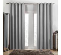Dreamscene Eyelet Blackout Curtains Silver, Decorative Blackout Curtains for Bedroom Living Room Soft Modern Thermal Lined Black Out Curtain, 66x72”