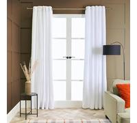 OHS Eyelet Blackout Curtains White, Super Soft Ribbed Fleece Thermal Insulated Bedrooms Curtains Window Treatment Energy Saving Curtain for Living Room 2 Panels, 66" x 72"