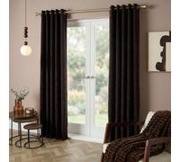 Ohs Eyelet Blackout Pair Ready Made Curtains, Brown - 66" X 72"