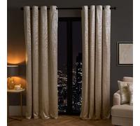 OHS Eyelet Curtains Metallic Foil Wave Print Velvet Curtains, Soft Velvet Fabric Stylish Wave Geometric Design Curtains For Livingroom & Bedroom, Natural-90x90In