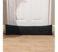 OHS Fabric Boucle Door Draught Excluder Draft Window Seal Insulation Fleece Stopper in Black OHS Black