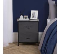 OHS Fabric Cabinet Bedside 2 Drawers Storage Unit Home Organiser in Light Grey OHS Light Grey