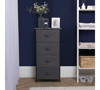 OHS Fabric Cabinet Bedside 4 Drawers Storage Unit Home Organiser in Light Grey OHS Light Grey