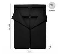 Ohs Fabric Canvas Wardrobe Zip Hanging Rail Clothes Organizer Storage - Double