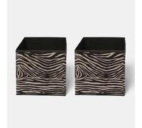 OHS Fabric Storage Cubes Pop Up Collapsible Cube Boxes 2 Pack, Zebra Brown