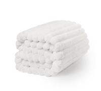 OHS Faux Fur Ribbed Fleece Blanket for Bed, Soft Cosy Warm Winter Thick Throw Blanket Over Sofa Couch Decorative Fluffy Bed Throw King Size Gifts for Women & Girls, White - 200 x 240cm