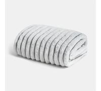 OHS Faux Fur Ribbed Fleece Blanket for Bed, Soft Cosy Warm Winter Thick Two Tone Throw Blanket Over Sofa Decorative Fluffy Single Bed Throws Gifts for Adults, Grey/White - 125 x 150cm