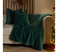 Ohs Faux Fur Ribbed Fleece Throw Blanket Winter Warm Supersoft - 200 X 240Cm - Green