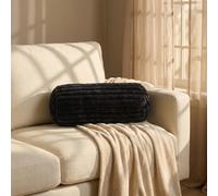 Ohs Faux Fur Ribbed Round Bolster Cushion Neck Roll Pillow