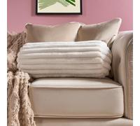 Ohs Faux Fur Ribbed Round Bolster Cushion Neck Roll Pillow - Cream