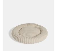 OHS Faux Fur Ribbed Round Donut Pet Bed Washable Calming Dog Beds, Cream