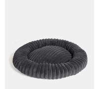 OHS Faux Fur Ribbed Round Donut Pet Bed Washable Calming Dog Beds, Grey
