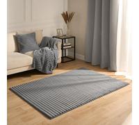 OHS Faux Fur Rug Living Room Ribbed Large Mat Carpet, Grey - 160 X 230Cm