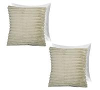 OHS Faux Fur Thick Ribbed Filled Cushions with Covers, Ultra Soft Luxurious Ribbed Pattern Sofa Throw Pillow Covers Pack of 2 For Livingroom Bed, Sage-45x45cm